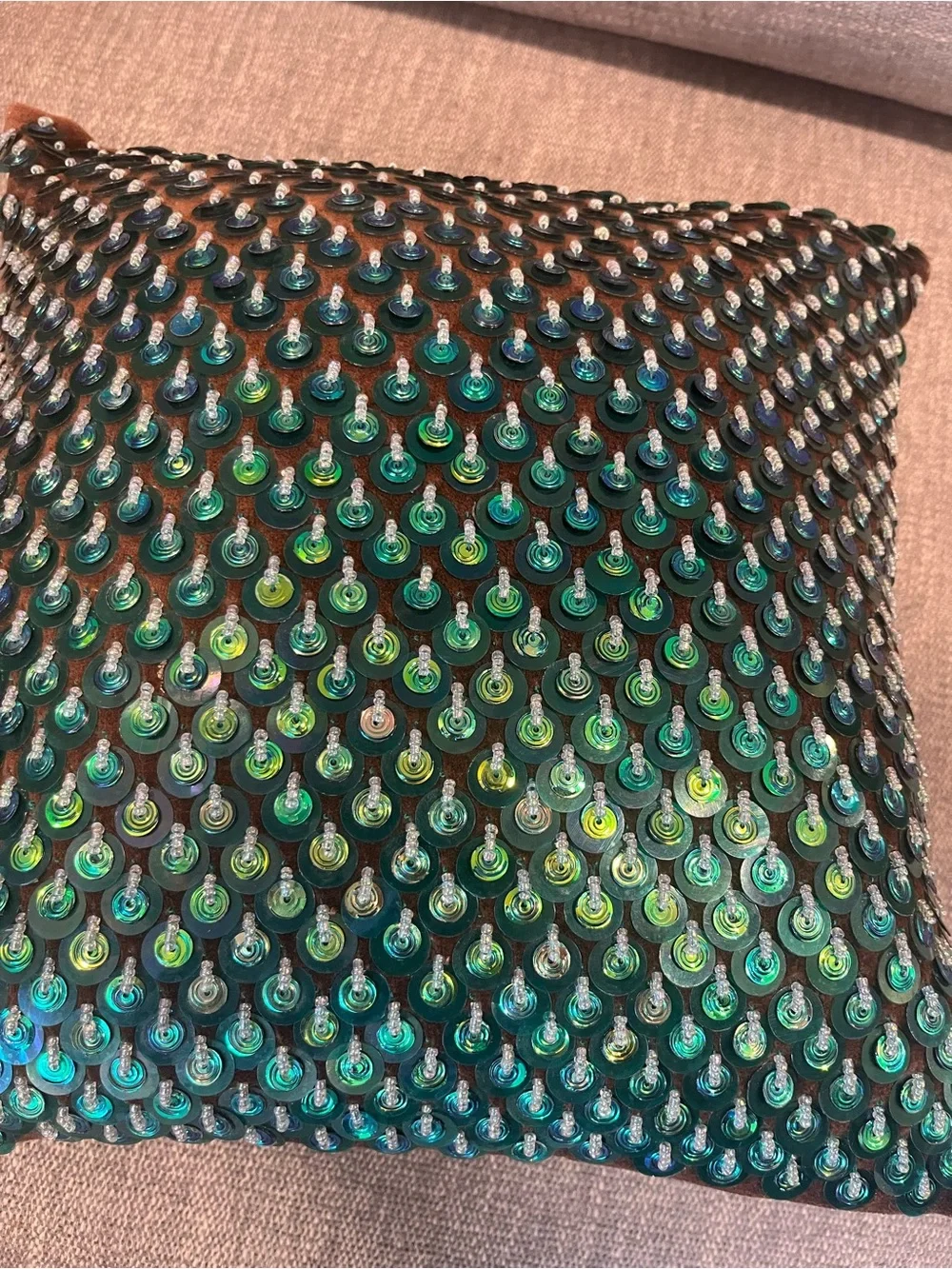 Green Sequin Decorative Pillow